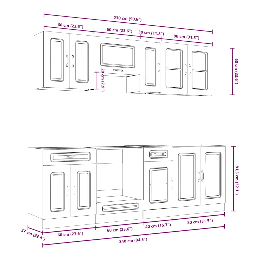 8 Piece Kitchen Cabinet Set Kalmar Engineered Wood
