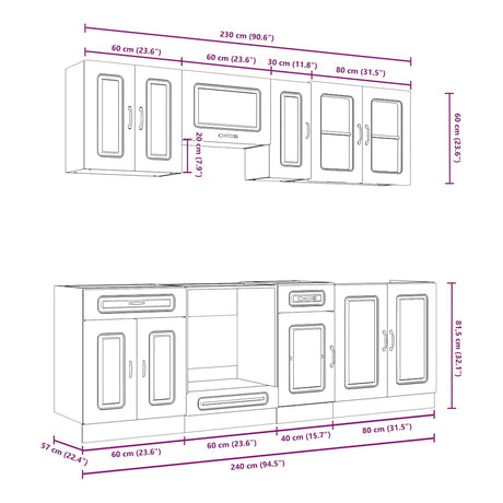 8 Piece Kitchen Cabinet Set Kalmar Engineered Wood
