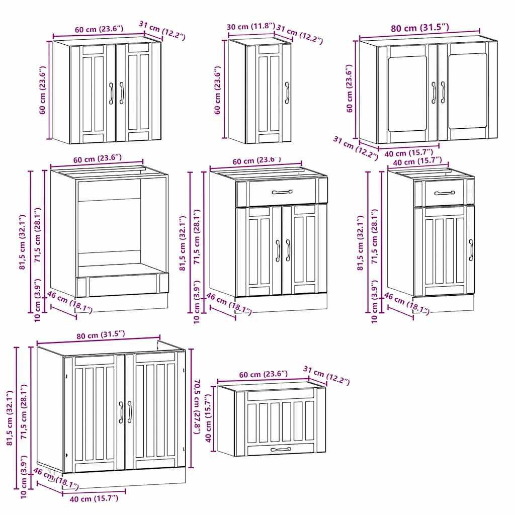 8 Piece Kitchen Cabinet Set Kalmar Engineered Wood