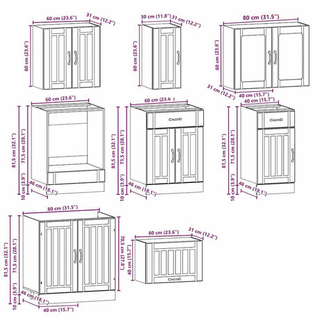 8 Piece Kitchen Cabinet Set Kalmar Engineered Wood