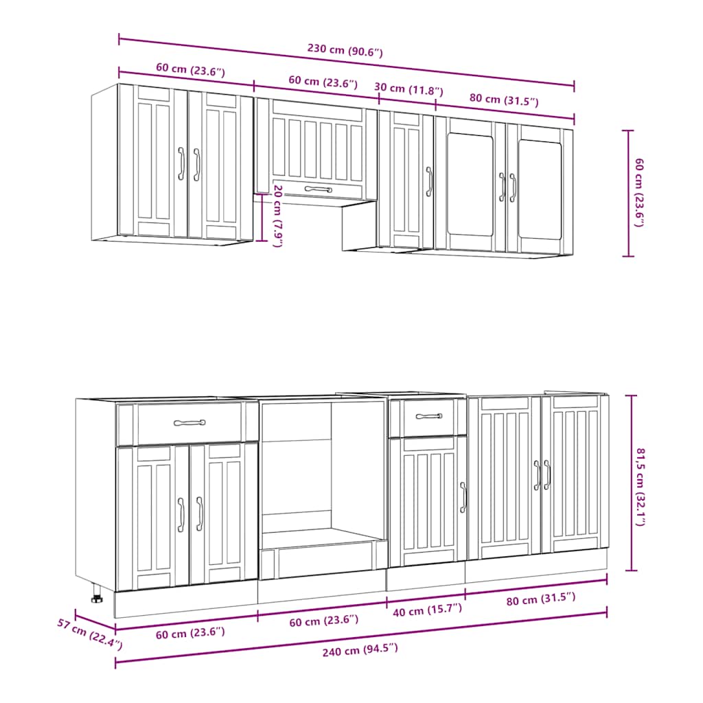 8 Piece Kitchen Cabinet Set Kalmar Engineered Wood