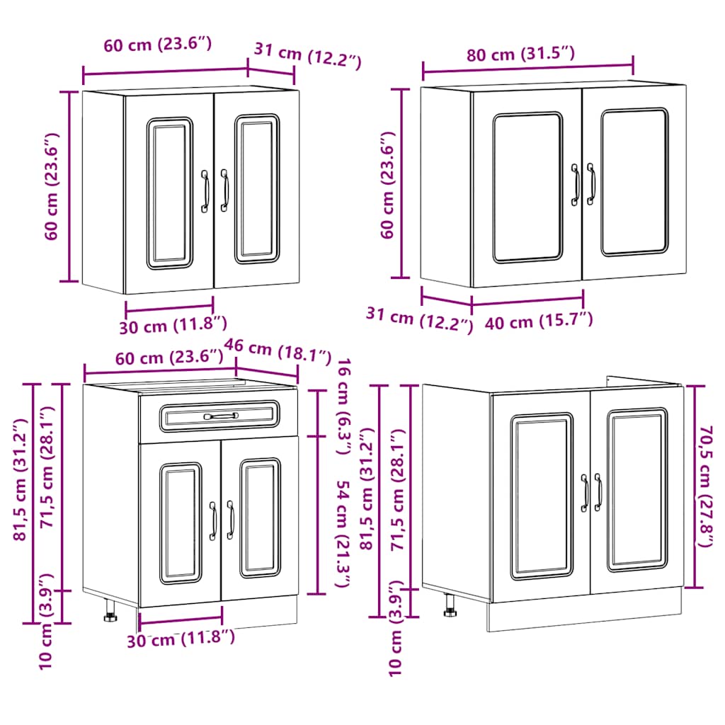 4 Piece Kitchen Cabinet Set Kalmar Engineered Wood