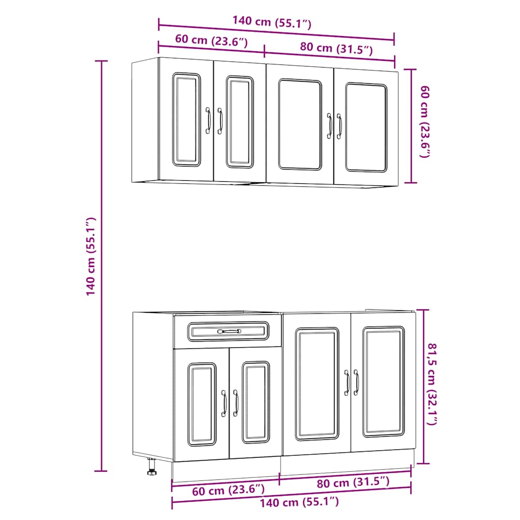 4 Piece Kitchen Cabinet Set Kalmar Engineered Wood