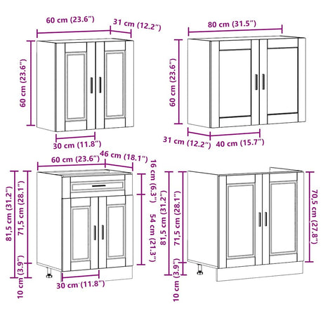 4 Piece Kitchen Cabinet Set Porto Engineered Wood