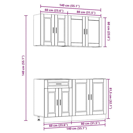 4 Piece Kitchen Cabinet Set Porto Engineered Wood