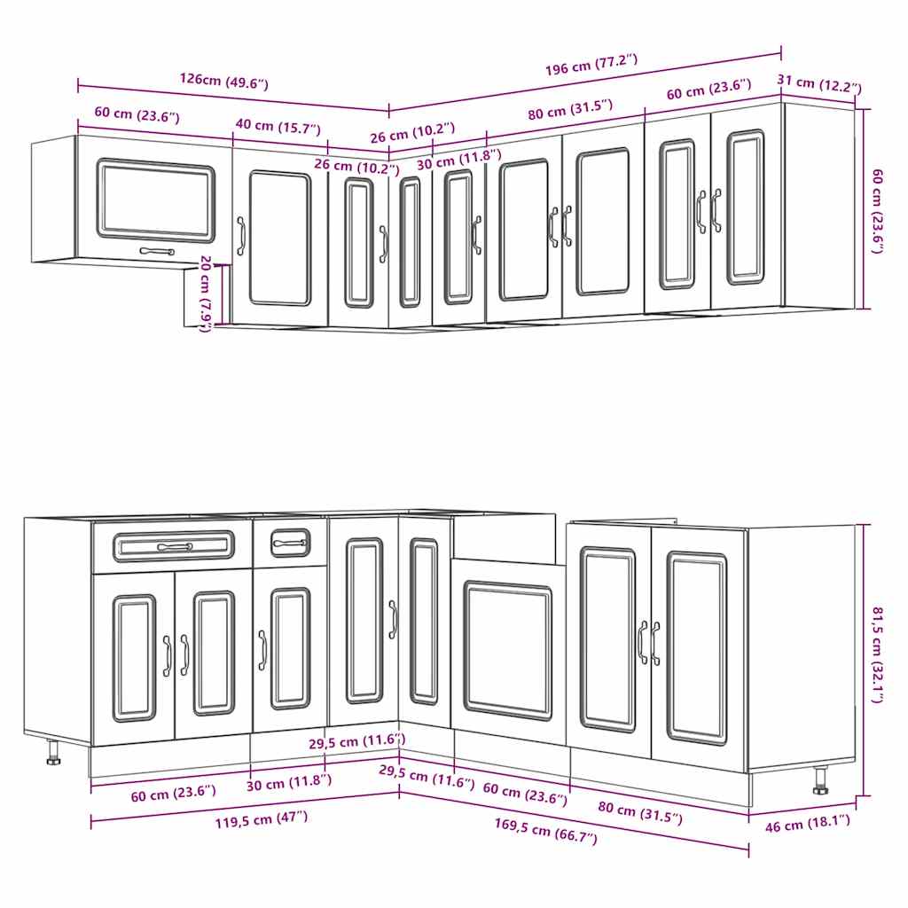 11 Piece Kitchen Cabinet Set Kalmar Engineered Wood