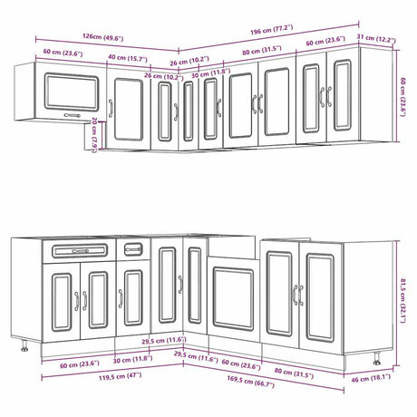 11 Piece Kitchen Cabinet Set Kalmar Engineered Wood