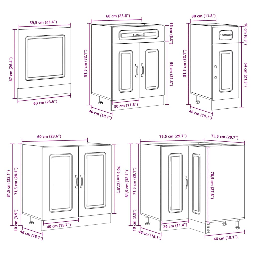 11 Piece Kitchen Cabinet Set Kalmar Engineered Wood