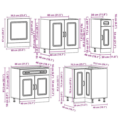 11 Piece Kitchen Cabinet Set Kalmar Engineered Wood