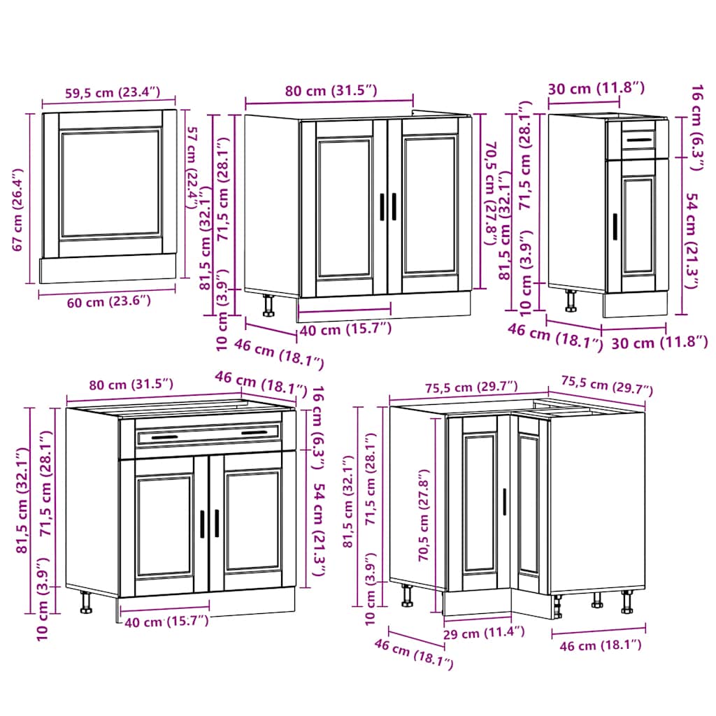 11 Piece Kitchen Cabinet Set Porto Engineered Wood