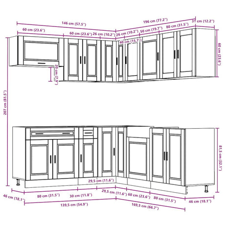 11 Piece Kitchen Cabinet Set Porto Engineered Wood