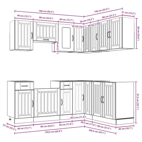 11 Piece Kitchen Cabinet Set Kalmar Engineered Wood
