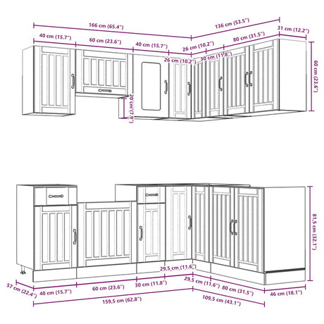 11 Piece Kitchen Cabinet Set Engineered Wood