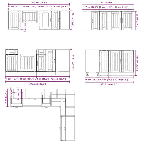11 Piece Kitchen Cabinet Set Engineered Wood
