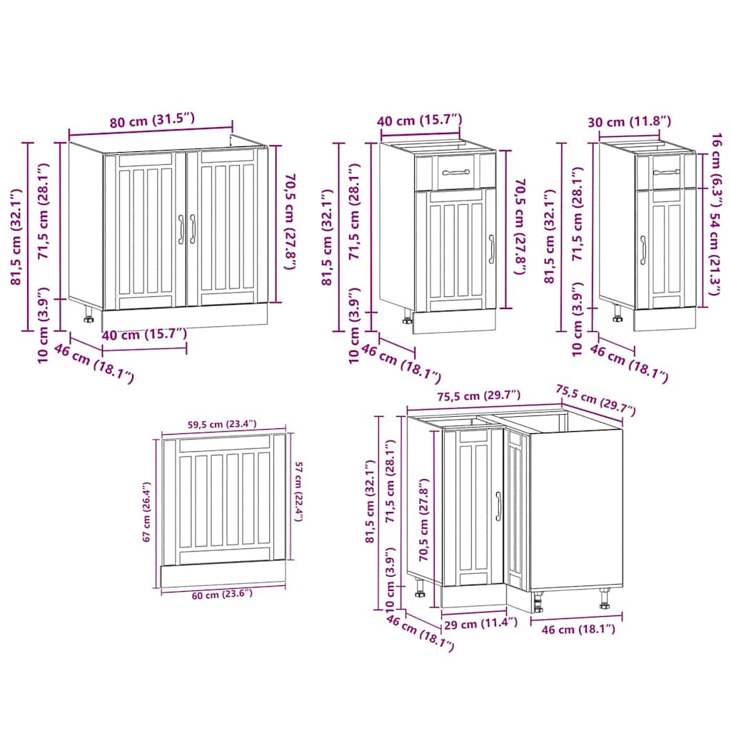 11 Piece Kitchen Cabinet Set Engineered Wood