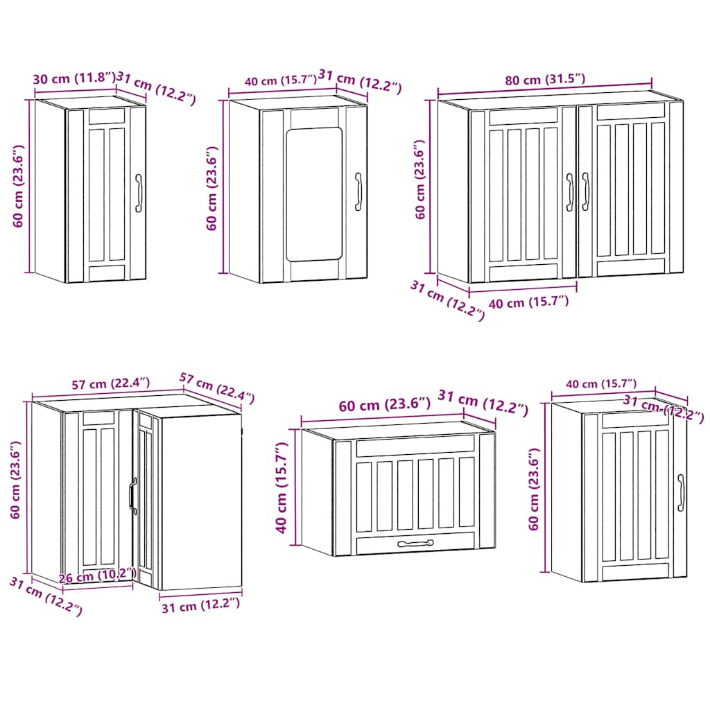 11 Piece Kitchen Cabinet Set Engineered Wood