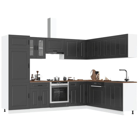 14 Piece Kitchen Cabinet Set Kalmar Gloss White Engineered Wood