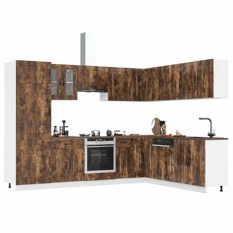 14 Piece Kitchen Cabinet Set Kalmar Gloss White Engineered Wood