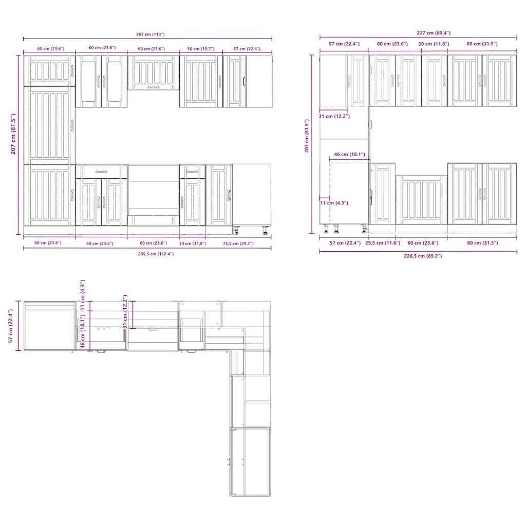 14 Piece Kitchen Cabinet Set Lucca Engineered Wood