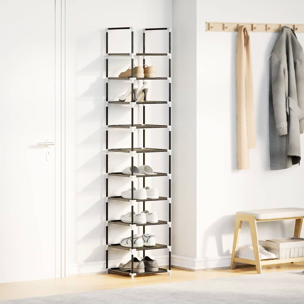 Shoe Rack 10-Tier Black 33X33X174 Cm Non-Woven Fabric