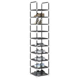Shoe Rack 10-Tier Black 33X33X174 Cm Non-Woven Fabric