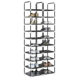 Shoe Rack 10-Tier Black 33X33X174 Cm Non-Woven Fabric