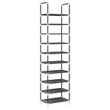 Shoe Rack 10-Tier Black Non-Woven Fabric