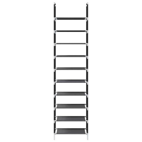 Shoe Rack 10-Tier Black Non-Woven Fabric