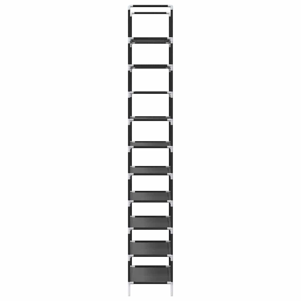 Shoe Rack 10-Tier Black Non-Woven Fabric