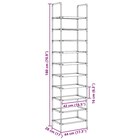 Shoe Rack 10-Tier Black Non-Woven Fabric