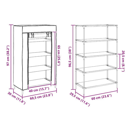 Shoe Cabinet Grey 60.5X30X97 Cm Non-Woven Fabric