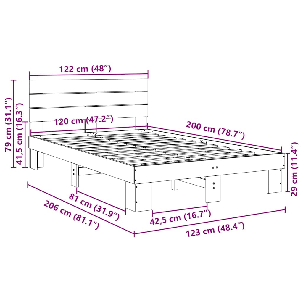 Bed Frame With Headboard Without Mattress Solid Wood Oak