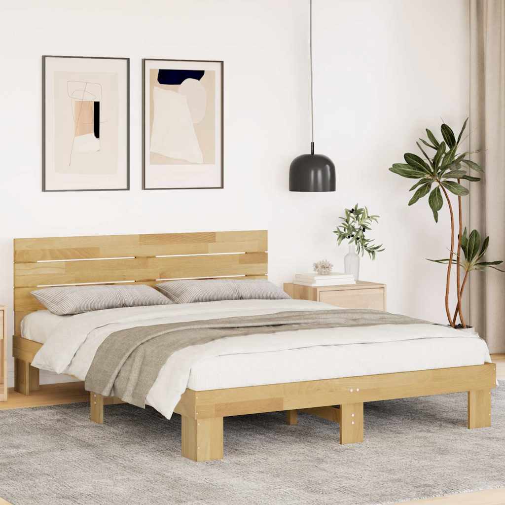 Bed Frame With Headboard Without Mattress Solid Wood Oak