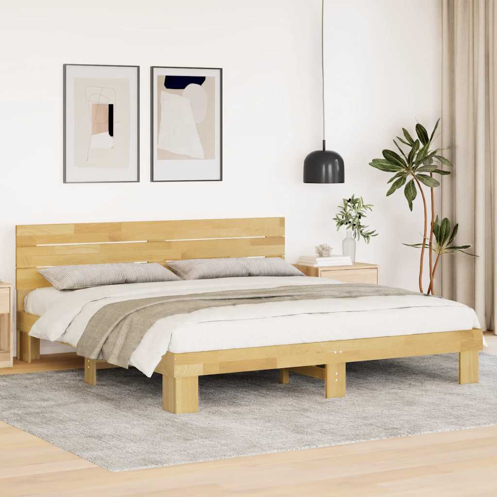 Bed Frame With Headboard Without Mattress Solid Wood Oak