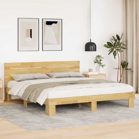 Bed Frame With Headboard Without Mattress Solid Wood Oak