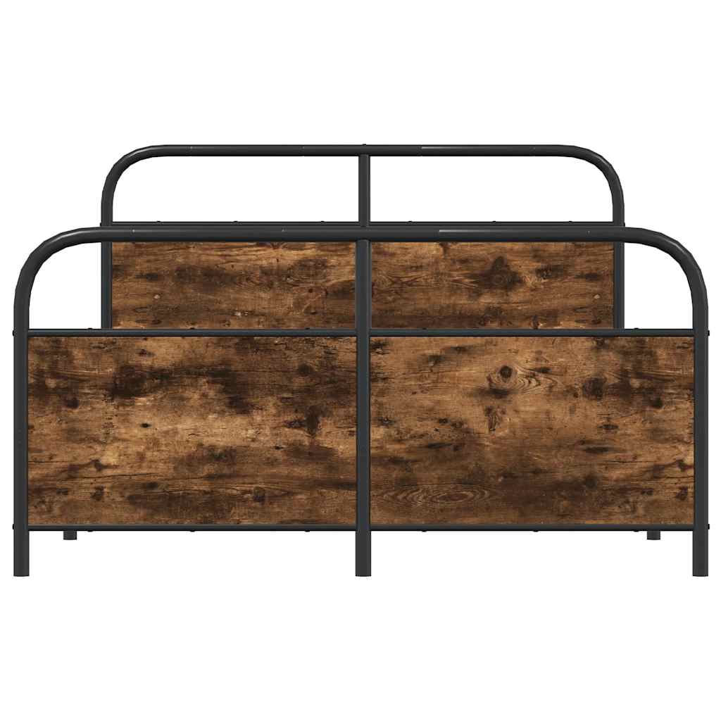 Metal Bed Frame without Mattress Smoked Oak 140x190 cm