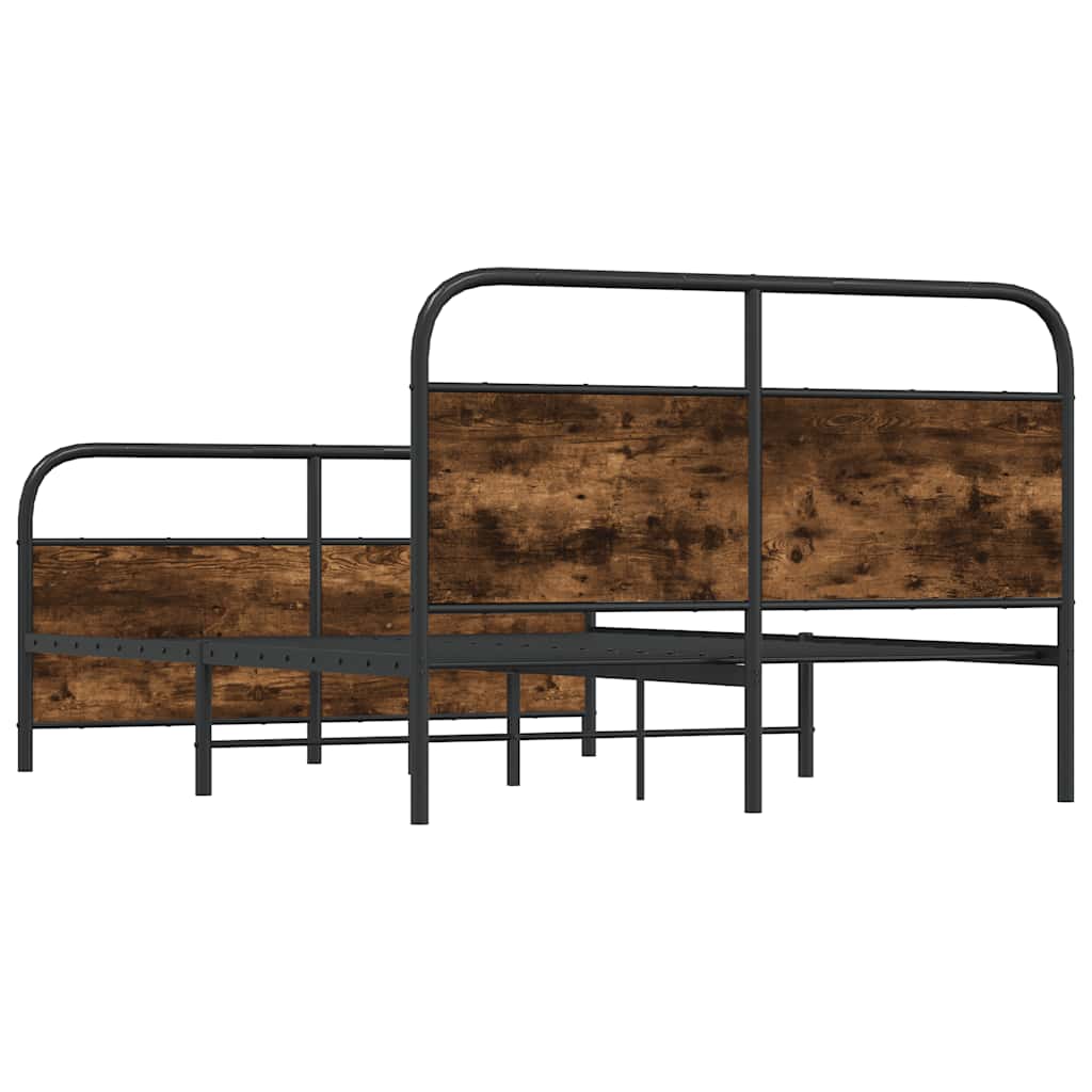 Metal Bed Frame without Mattress Smoked Oak 140x190 cm