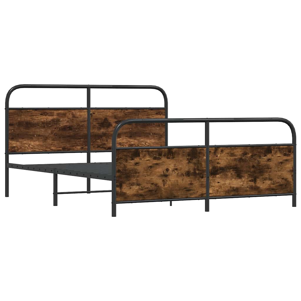 Metal Bed Frame without Mattress Smoked Oak 193x203 cm