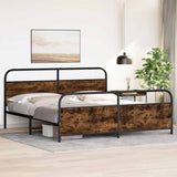 Metal Bed Frame without Mattress Smoked Oak 193x203 cm