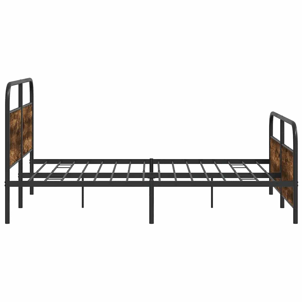 Metal Bed Frame without Mattress Smoked Oak 193x203 cm