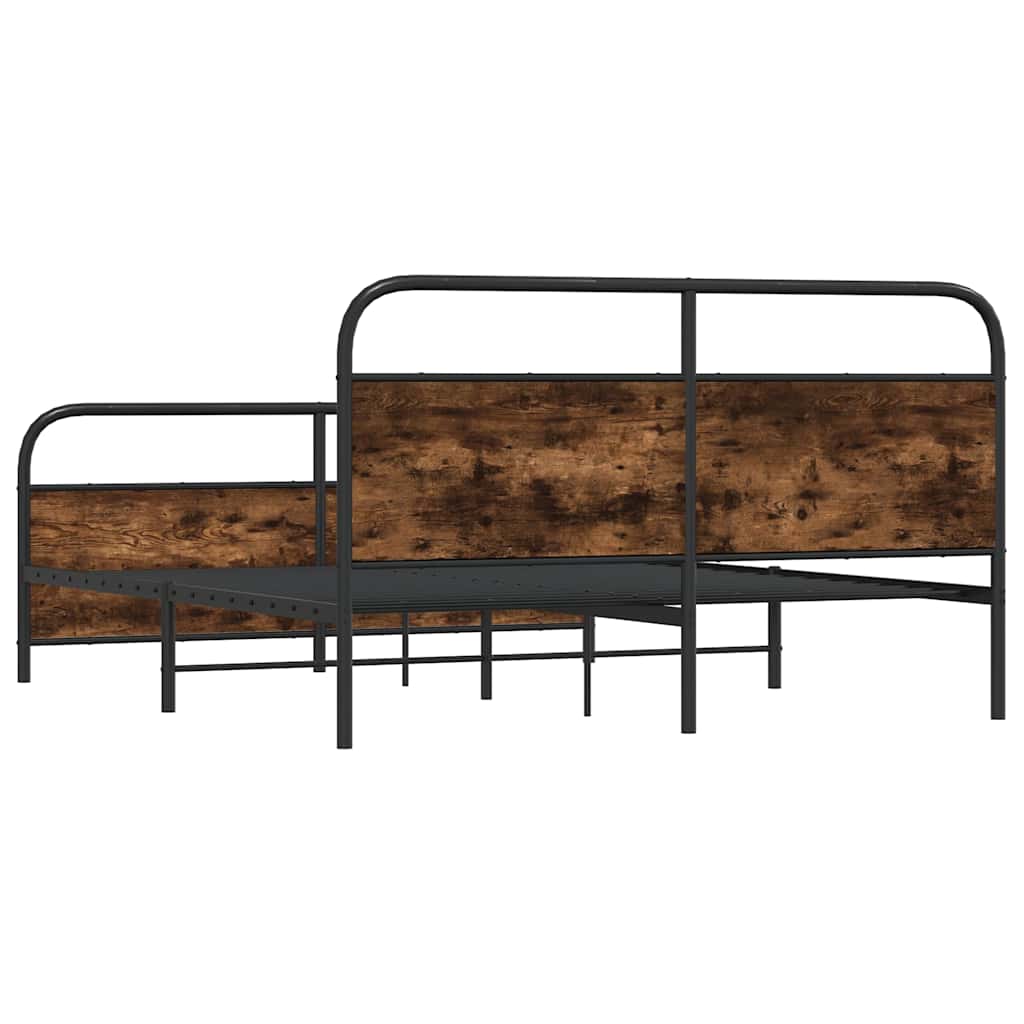 Metal Bed Frame without Mattress Smoked Oak 193x203 cm