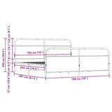 Metal Bed Frame without Mattress Smoked Oak 193x203 cm
