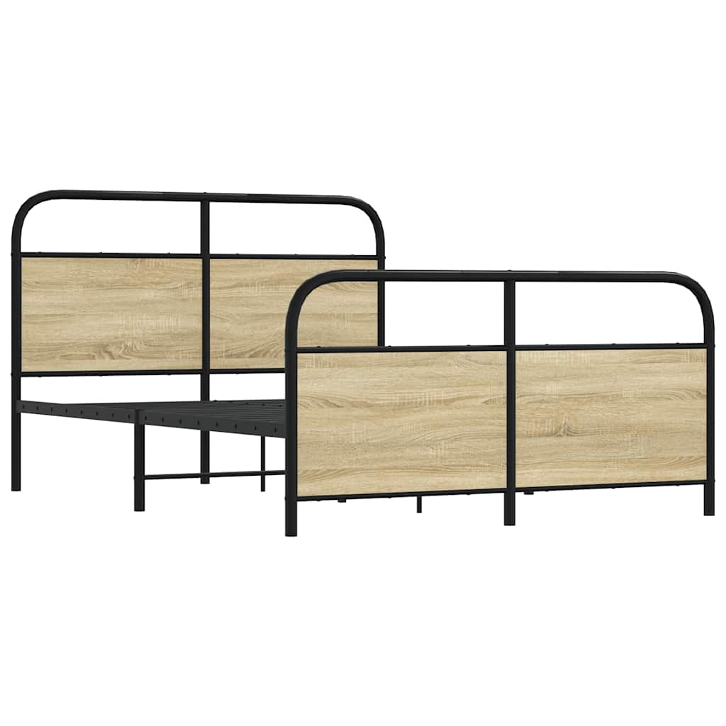 Metal Bed Frame without Mattress Sonoma Oak 140x200 cm