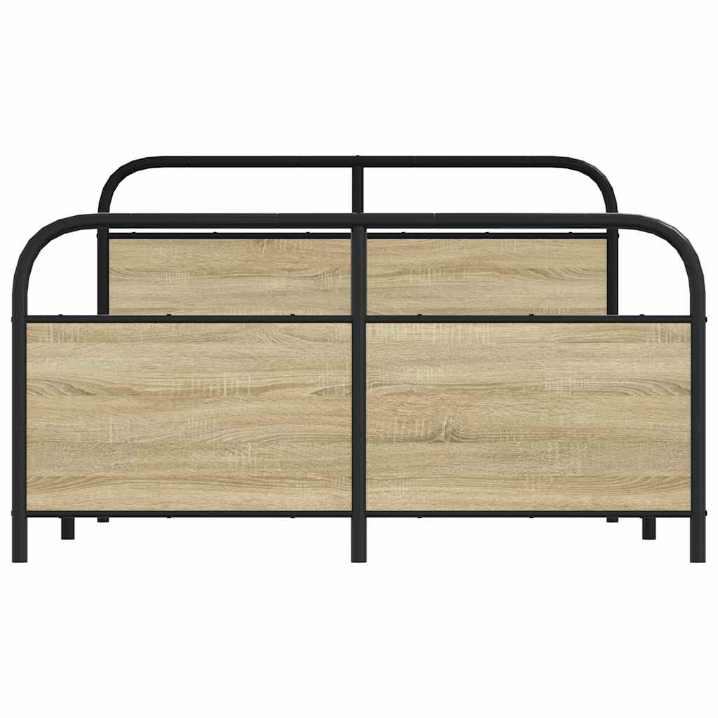 Metal Bed Frame without Mattress Sonoma Oak 140x200 cm