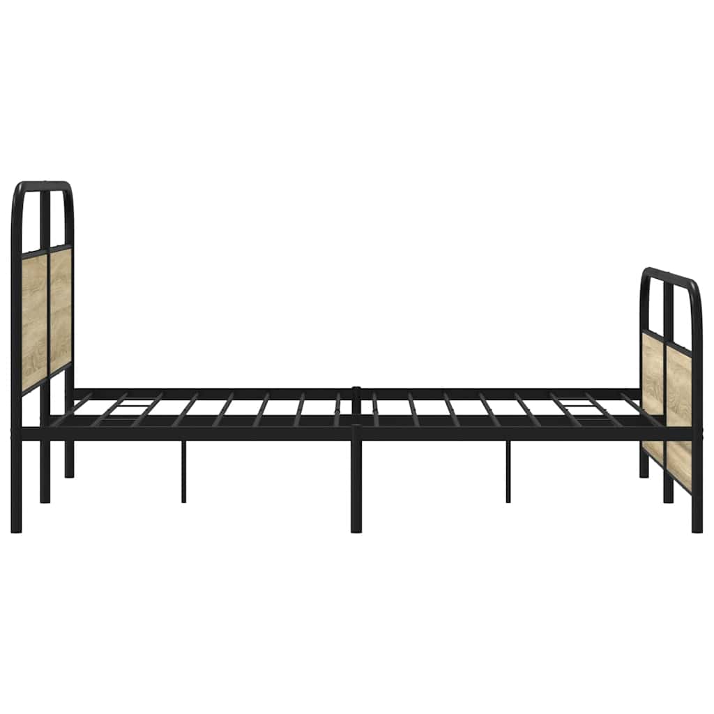 Metal Bed Frame without Mattress Sonoma Oak 140x200 cm