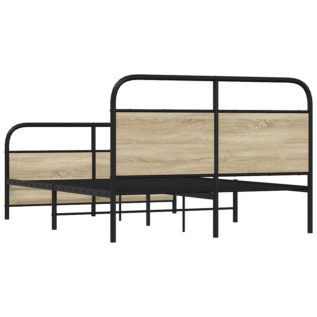 Metal Bed Frame without Mattress Sonoma Oak 140x200 cm