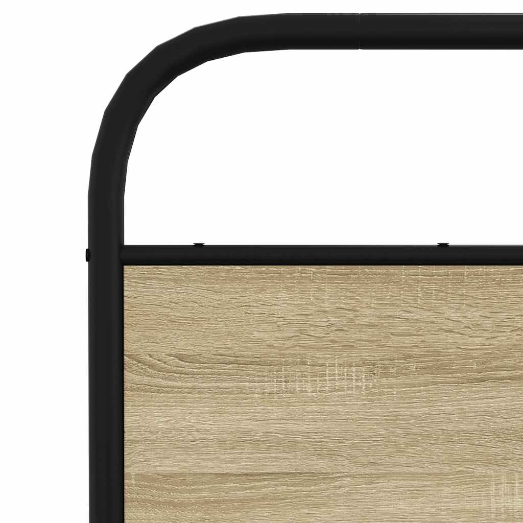 Metal Bed Frame without Mattress Sonoma Oak 140x200 cm