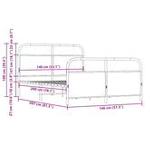 Metal Bed Frame without Mattress Sonoma Oak 140x200 cm