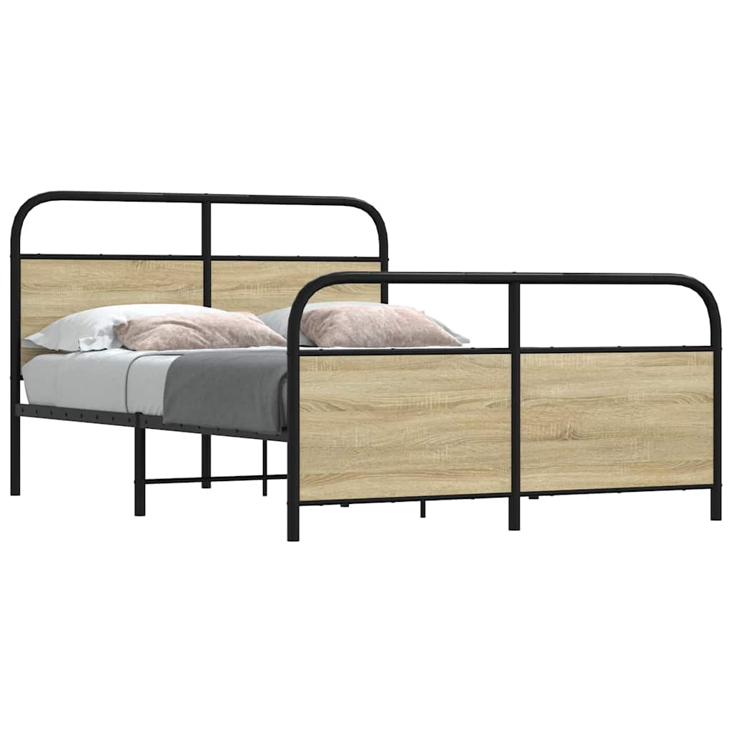 Metal Bed Frame without Mattress Sonoma Oak 140x200 cm