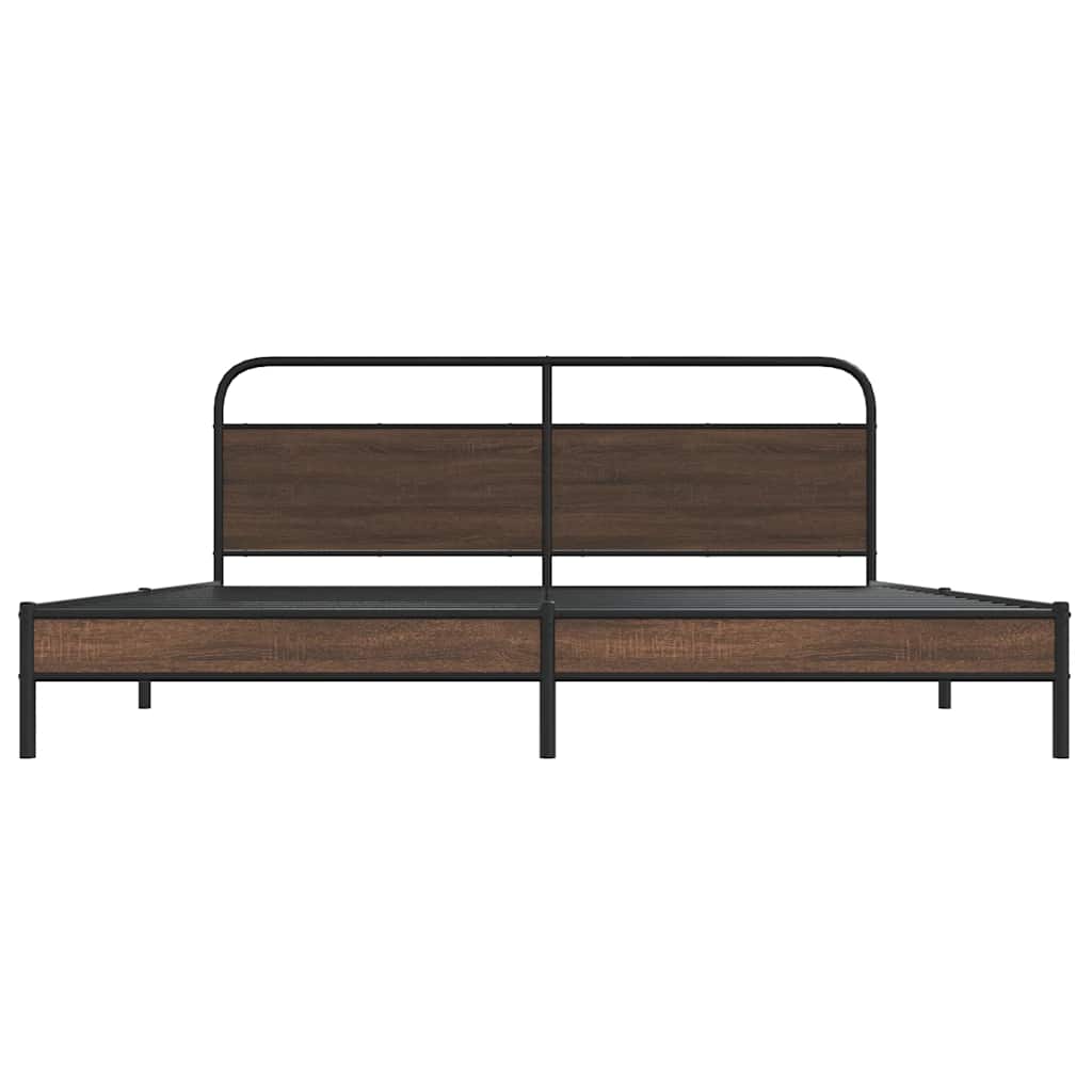 Metal Bed Frame without Mattress Brown Oak 193x203 cm